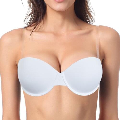New Women Sexy Lingerie Push Up Bra Wedding Invisible Strap Strapless Adjustable Clear Back Lingerie 32 34 36 38 40 A B C D