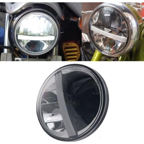 Black 5.75'' DRL Halo Headlights 5-3/4" Motorcycle Headlight Round LED Projection Headlamp for Sportster Street Glide Iron 883