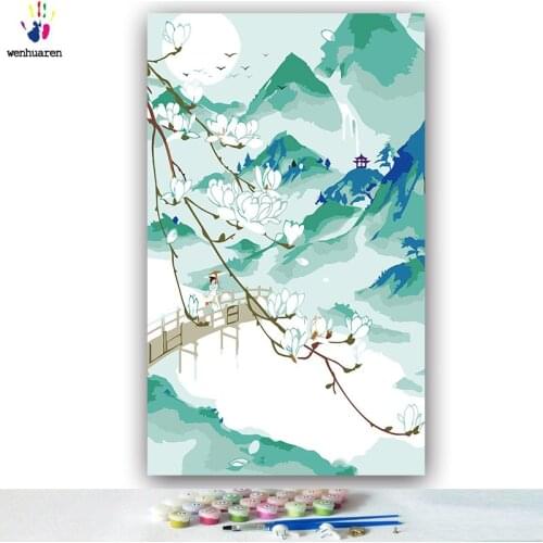 DIY colorings pictures by numbers with colors Chinese style scenery picture drawing painting by numbers framed Home