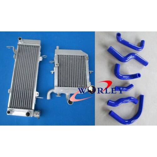 FOR Aluminum radiator & BLUE hose HONDA RVF400 NC35 NC30 VFR400 lower with fan bracket