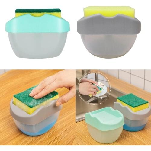 Liquid Dishwashing Soap Pump Dispenser Countertop Sponge Holder Caddy Manual Instant Refill 400ml