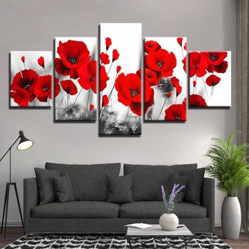 Canvas Painting Red Poppies Flower Wall Art Posters And Prints Home Decorative For Living Room childrens room F2504
