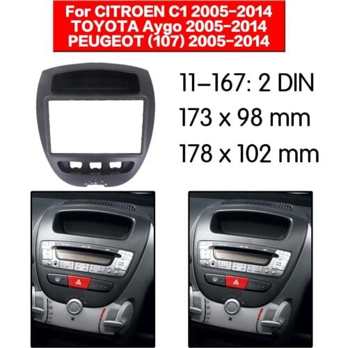 11-167 Top Quality Radio Fascia for TOYOTA Aygo / PEUGEOT (107)/CITROEN C1 Stereo Fascia Dash CD Trim Installation Kit