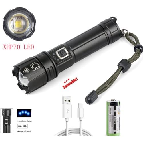 Led flashlight 6000 lumens XHP70.2 most powerful Zoom 26650 usb torch xhp70 lantern camping hunting lamp
