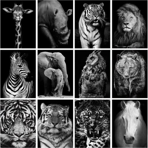 Wen Zuan Gray Tiger Diamond Painting 5D Full Square Animal Mosaic Resin Diamond Embroidery Mosaic Crafts Kit Cross Stitch Gift