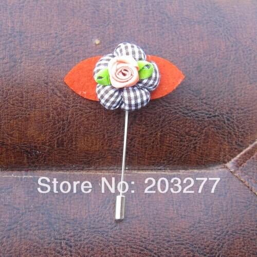Newest 3CM Felt flowers with long brooch pins lapel pin for men 12pcs/lot Free shipping