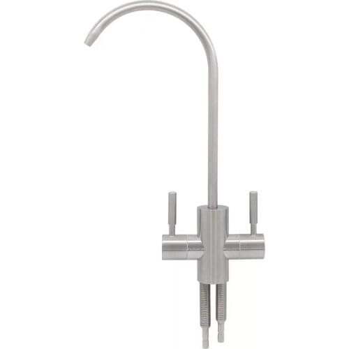 Stainless Steel 304NSF ROSH CE Faucet Water purifier RO Faucet Double Inlet And Outlet tap 1/4 Inch Connect Hose