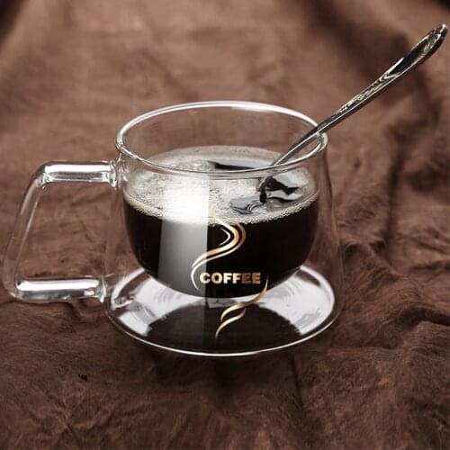 200/300ml Transparent Double Bottom Glass Coffee Cup Double Wall Heat Resistant Milk Whiskey Tea Beer Cocktail Vodka Wine Mug