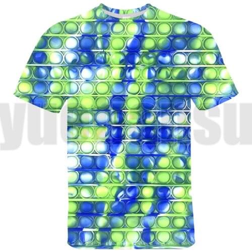 POP It T Shirt Summer T-shirt Rainbow Pop Fidget Tee Tops Kids Oversized Tshirt Kid Streetwear Teenagers O-Neck 3D Family Games