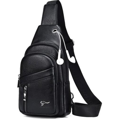 Luxury Brand Leather Men Chest Bag Male Crossbody Bags For Men Sling Belt Bag USB Charging Chest Pack Travel Messenger Bag 2020