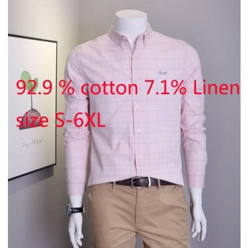 New Arrival Fashion Spring And Autumn Cotton Linen Men Long Sleeve Shirts Smart Casual Plaid Plus Size S M LXL2XL3XL4XL 5XL 6XL