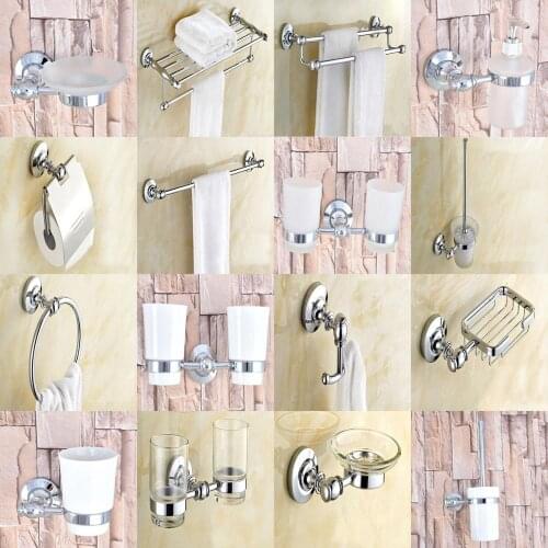 Silver Polished Chrome Brass Bathroom Accessories Set Bath Hardware Towel Bar Soap Dish Toilet Paper Holder Robe Hook mm005
