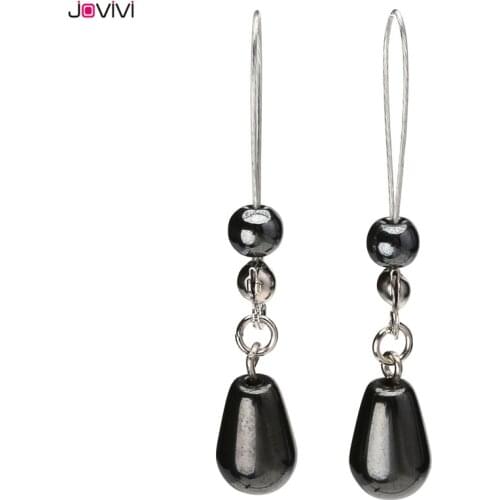 JOVIVI Nipple Shields Jewelry Noose Faceted Teardrop Black Hematite Adjustable Non Piercing 0.79"