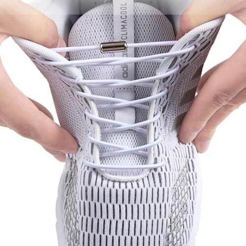 NewMetal lock Round Shoelaces Elastic Beautiful No Tie Shoe lace Kids And Adult Fashion Leisure Sneakers Quick Lazy laces 1 Pair