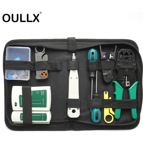 OULLX Toolkit Lan Tester RJ45 Crimping Pliers Portable LAN Network Repair Tool Kit Cable Tester AND Plier Crimp Crimper Clamp