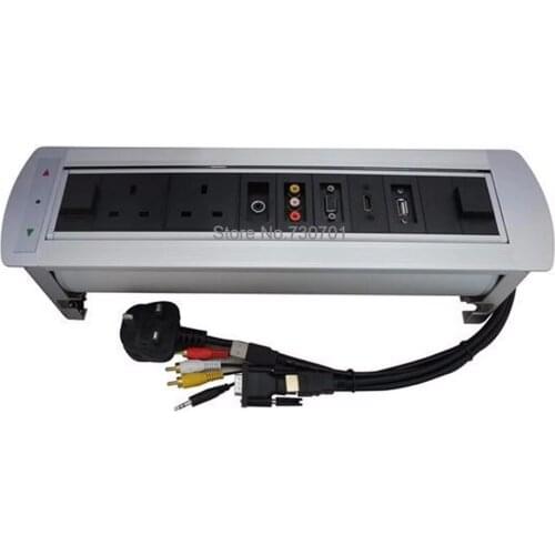 UK power HDMI RJ45 Electric rotation Desktop socket /hidden/ multimedia USB charging socket/Can choose function module UK Plug