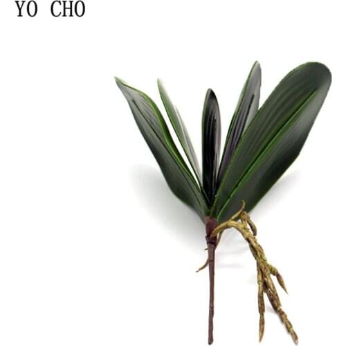YO CHO 1PC Real Touch Phalaenopsis Leaffi Articial Green Plant Auxiliary Material Flower Decoration DIY Hom Hawaiian Paty Decor