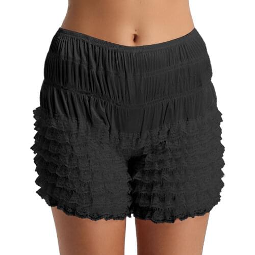 Womens Tiered Ruffle Lace Lingerie Dance Bloomers Shorts Super Soft Boxer Underwear Performance Panties Female Fashion Nightwear