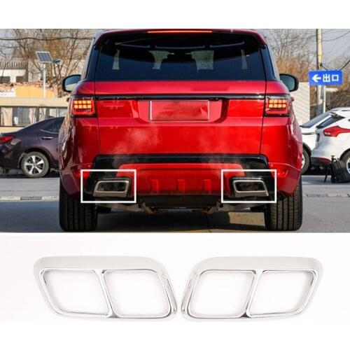 1Pair Stainless Steel Car Tail Throat Frame Decoration Cover for Land Rover Range Rover Sport 2018 2019 Exhaust Pipe Accessories