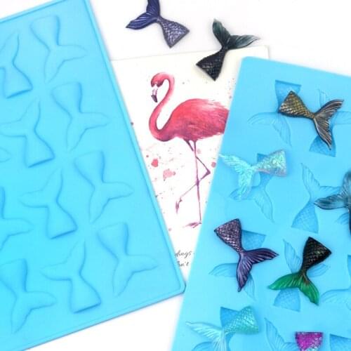 16 Cavity Fish Tail Silicone Fondant Mold for Chocolate Lace Aromatherapy Candy Plaster Mould Cookies Dessert Soap Baking Tools