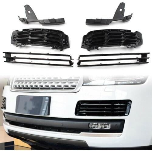 6Pcs Car Front Bumper Grille Grill Insert LR046709 For Land Rover Range Rover 2013 2014 2015 2016 2017 Black ABS Plastic