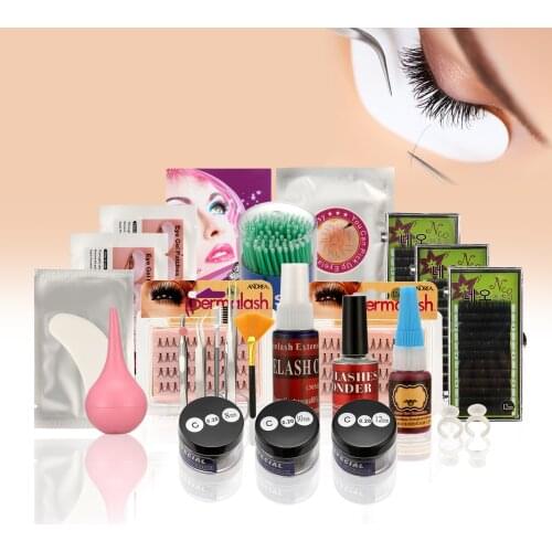 ANMAS RUCCI False Lashes Individual Extension Eyelash Micro Brushes Glue Tools Kits Case Set US dropshipping