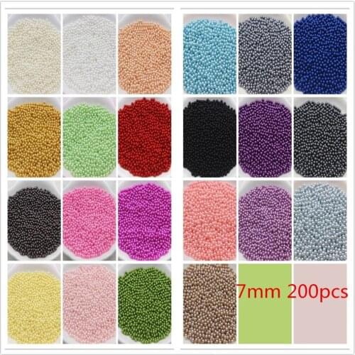 Free Shipping 200pcs/lot 7mm Round ABS imitation Pearl Loose Beads DIY Jewellry Accessories(No Holes)