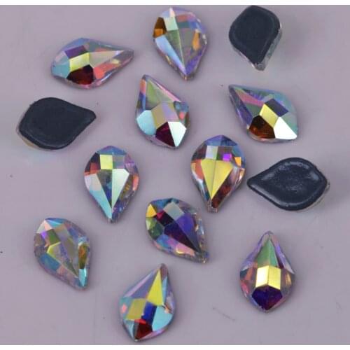 Lead Free High Quality 5x8mm Crystal AB Biolette Flat Back Hotfix Rhinestones / Iron On Flat Back Crystals