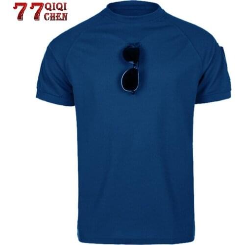 Quick Drying T Shirts Men Summer Tactical Army O-Neck T Shirt Mans Breathable Military Loose pocket Tshirts camiseta masculina
