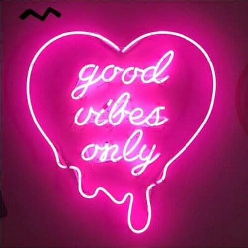 Decorative Light Good Vibes Only Melting Heart Neon Bulb Light neon Lamp Bar Decorate Window Wall Art Handmade glass TUBE