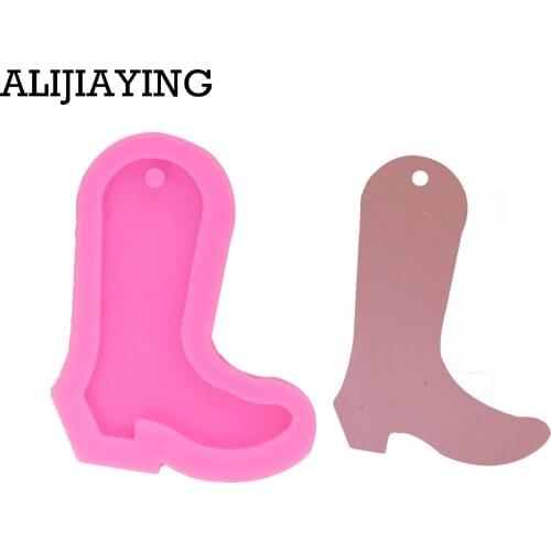 DY0066 DIY Shiny cowboy boot shape silicone mold Shoes key chains Accessories Pendant Resin Clay Mold crafts tools for jewelry