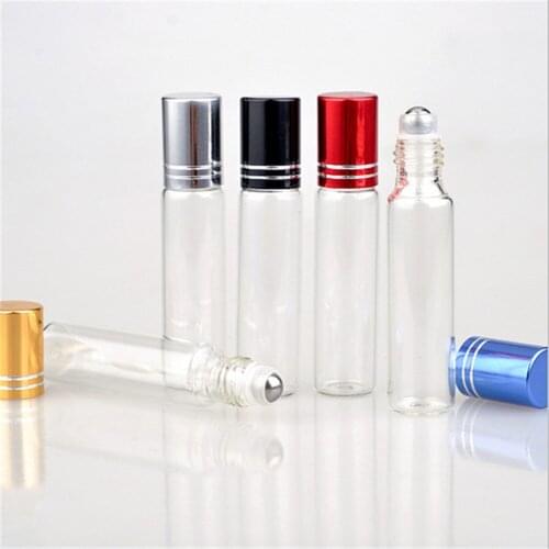 10ML Clear Glass Essential Oil Roller Bottles with Glass Roller Balls Aromatherapy Perfumes Lip Balms Roll On Bottles dropship