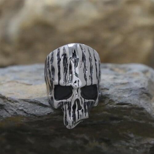 Personality Mummy Skull Ring Men Boys 316L Stainless Steel Skull Biker Ring Cool Punk Rock Hip Hop Ring Jewelry