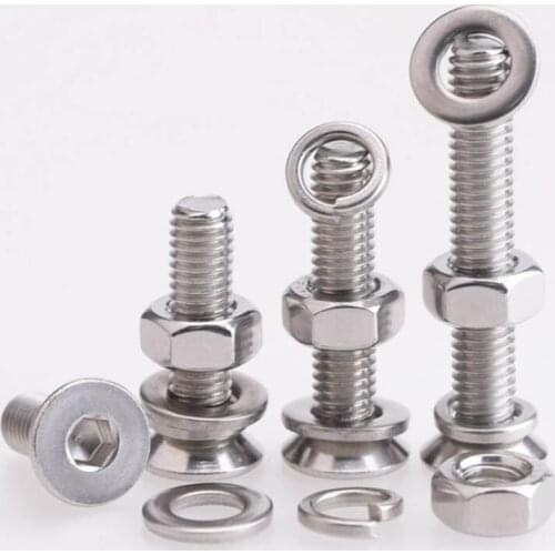 M8M10M12 stainless steel 304 countersunk head socket head cap screw nut gasket spring pad set 5Pcs
