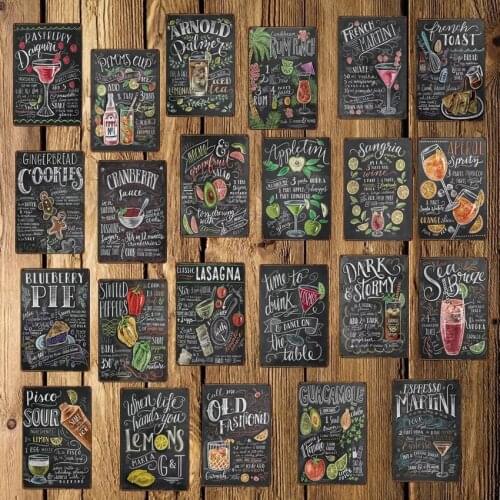 [ Mike86 ] Cocktail Cookies Lemons Tin Sign Hotel Pub Vintage Mural Iron Rust Painting art Poster Art 20*30 CM LT-1732
