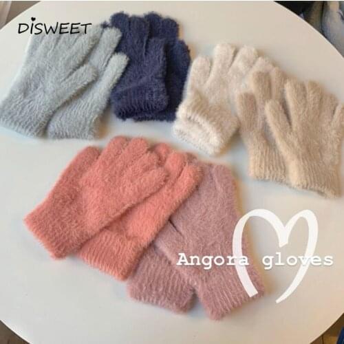Fashion Stretch Knitted Five-finger Gloves for Woman Simple Warm Solid Winter Gloves for Women 2021