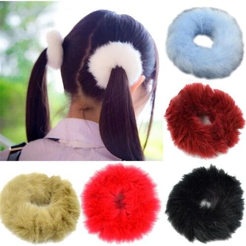 Fashion Fluffy Faux fur Scrunchie Elastic Hair Bands Rope Headwear for Girls Hair Ties Ponytail Holders Women Hair Accessories