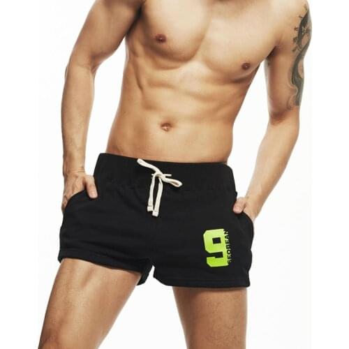 2017 Mens Running Shorts Black Sports Shorts for Men Cotton Fitness Trunk Gym Shorts Loose Short Trousers