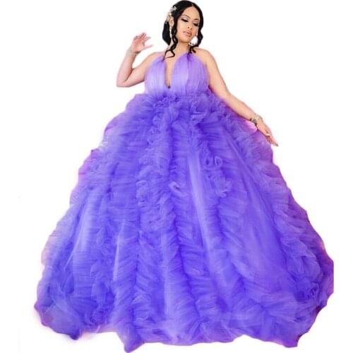 New Lace Evening Dresses Robes for Photo Shoot Baby Shower V Neck Sleeveless Ruffle Women Dress Photography Robe Real Images