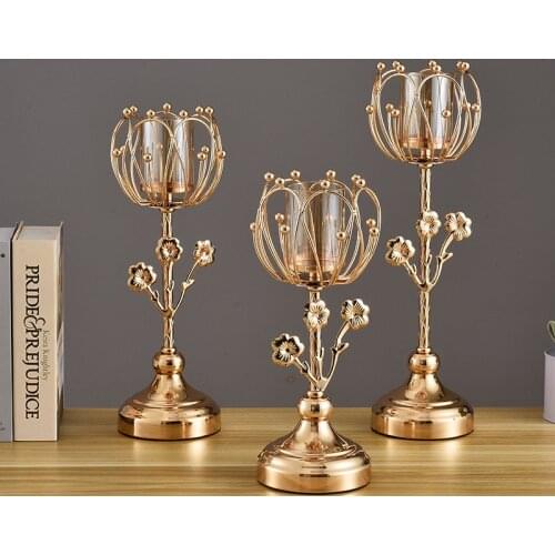 New Nordic light luxury candlestick creative iron glass wind-proof candlestick home decoration decoration wedding props