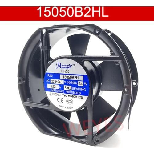 Original FOR 15050B2HL AC Axial Cooling Fan AC 220V-240V 0.22/0.21A 34W 2800RPM 17250 17cm 172*150*50mm 2 Wires