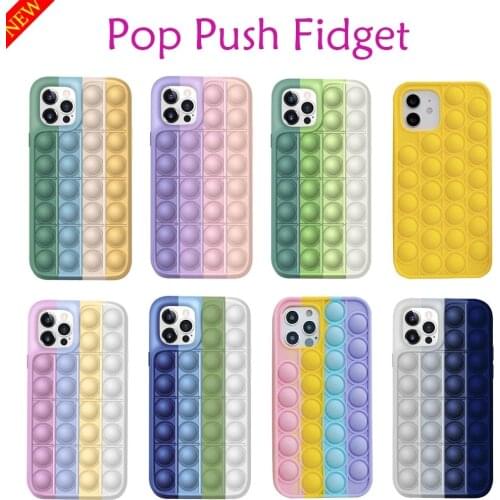Reliver Stress Anti fall Silicone Case For iPhone 12 11 Pro Max Mini 7 8 Plus X XR XS 6 Plus 2020SE Phone Push It Bubble Cover
