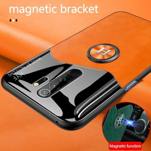 Luxury Leather Magnetic Holder Phone Case For Xiaomi Redmi Note 9 8 7 Mi 10 9 T Lite F2 Pro Ultra-thin Metal Ring Bracket Cover