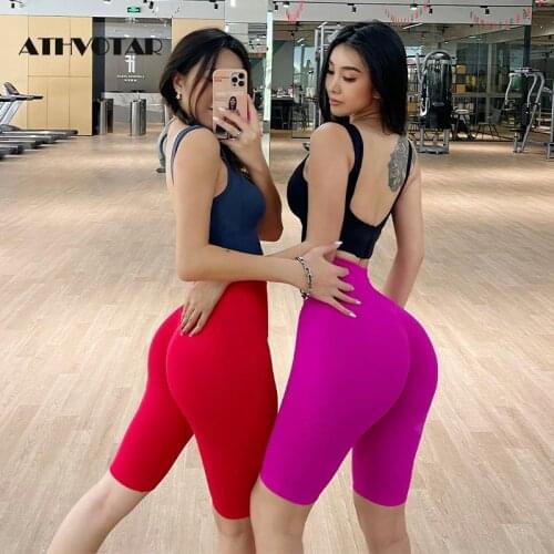 ATHVOTAR Fitness Sexy Shorts For Women Seamless Bike Short Casual Seamless Hip Lift Activewear Sports Clothing Skinny Shorts