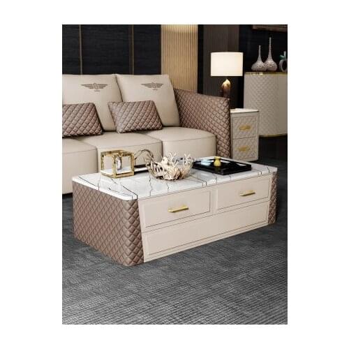 Modern American light luxury marble TV cabinet coffee table living room combined low cabinet simple floor cabinet furniture