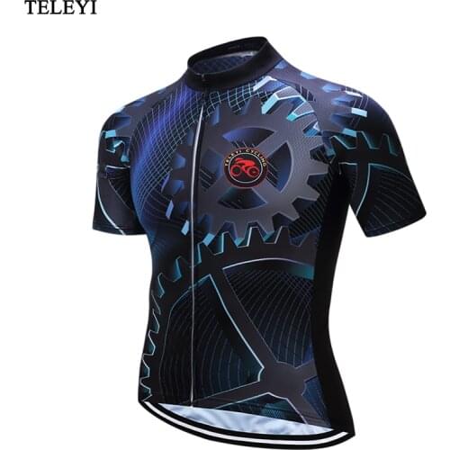 TELEYI Men Gear Sports Cycling Jersey Top Summer Bike Short Sleeve Clothing Jersey Bicycle Shirts S-XXXL