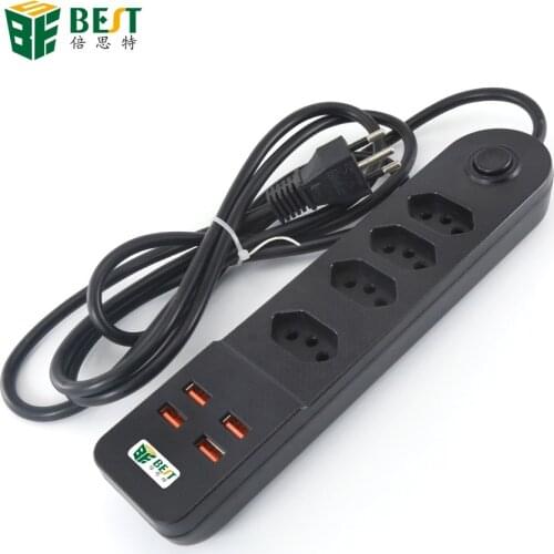 1Pcs Power Socket Brazilian Standard Plug 4 gang Electrical Sockets with 4 USB Ports Brazilian Standard Extension Power Outlet