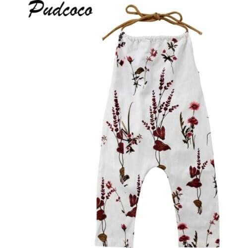 2019 Brand Toddler Kids Baby Girls Summer Floral Strap Romper Halter Straps Floral Backless Jumpsuit Outfits Holiday Sunsuit Hot