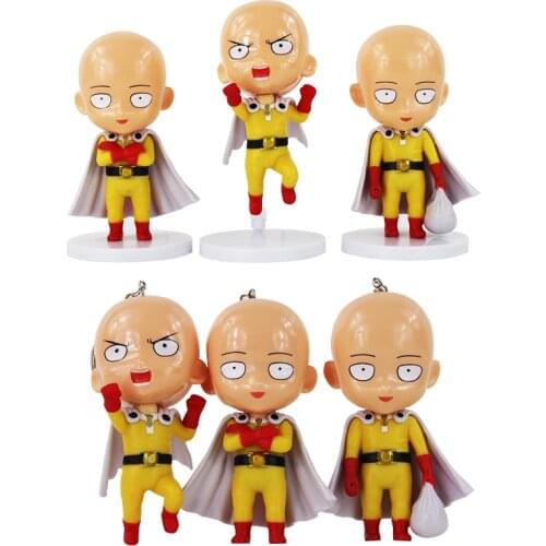 3pcs/lot Cute One Punch Man Figure Saitama Sensei Figure keyring keychain Toys Model Doll Toy Gift