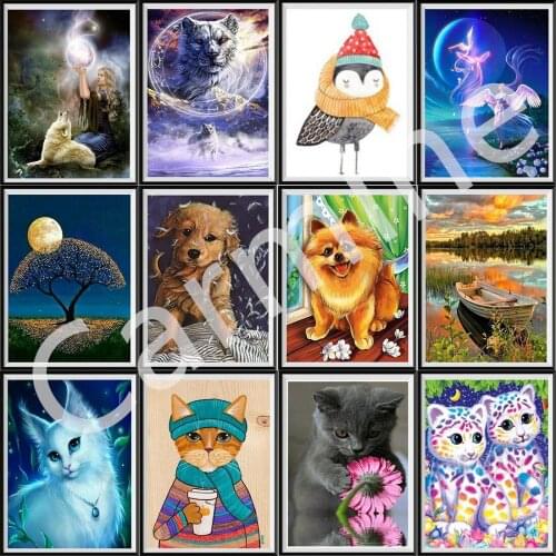 DIY 5D Diamond Painting Landscape Animal Cross Stitch Embroidery Homemade Mosaic Picture Full Round&Square Drill Home Decoration